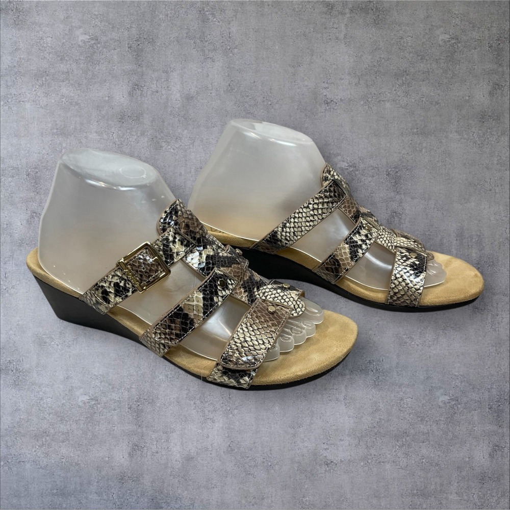 Vionic Radia Wedge Strappy Sandal Slide Shoes Womens 9‎   Snake Print Comfort